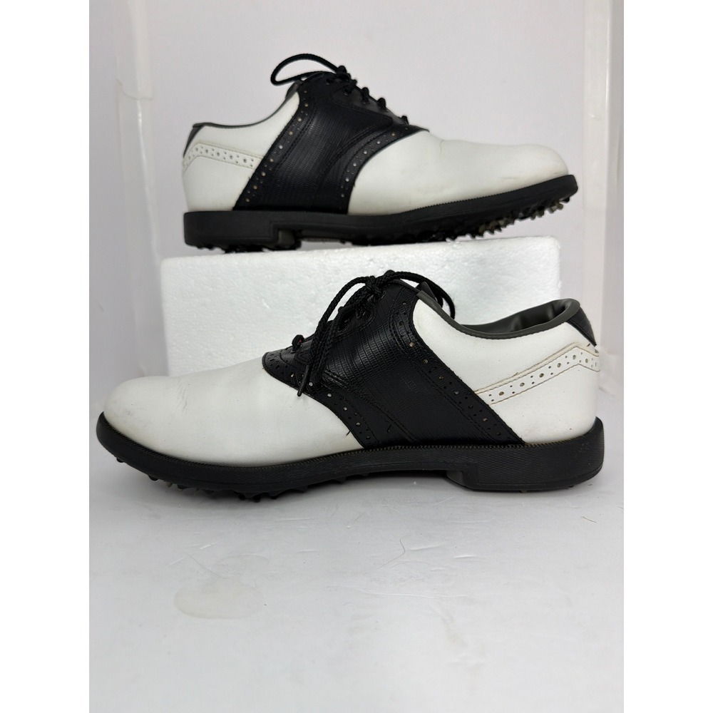 FootJoy GreenJoys Mens 10 M White Black Saddle Oxford Golf Shoes 45553 Spiked
